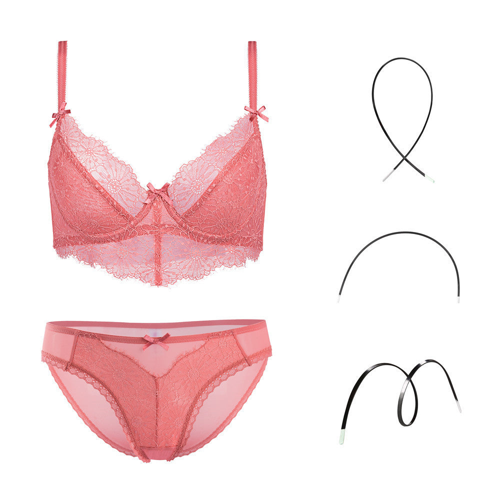 Transparent  Embroidery Bra & Panties Set