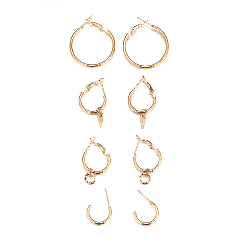 Metal Four-Piece Hoop Earrings
