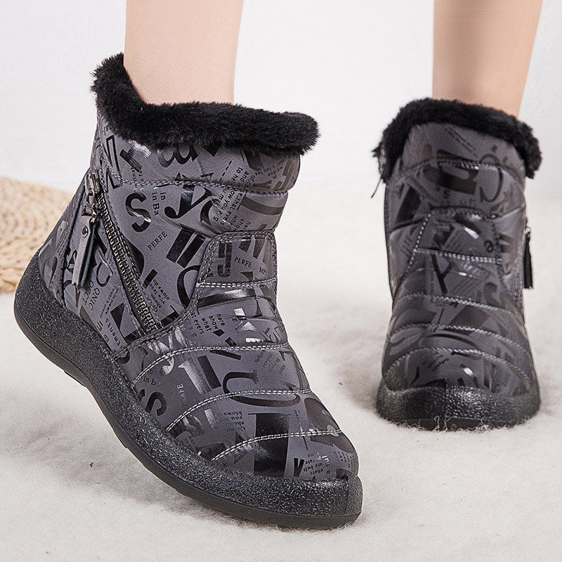 Letter Print Women's Winter Boots