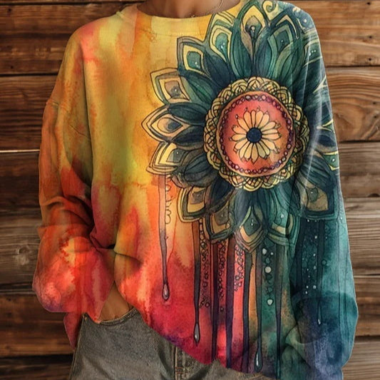 Women's Printed Crew-Neck Sweatshirt