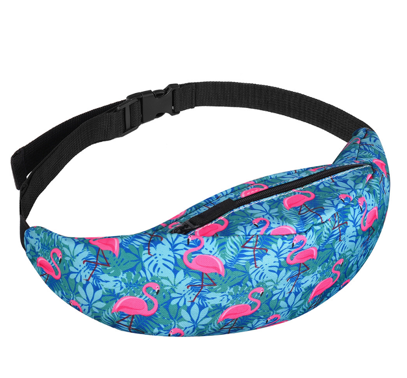 Printed Waist Zipper Bag