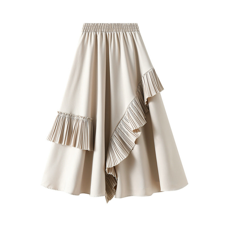 Mid-length Slim And Large-line A-line Umbrella Skirt
