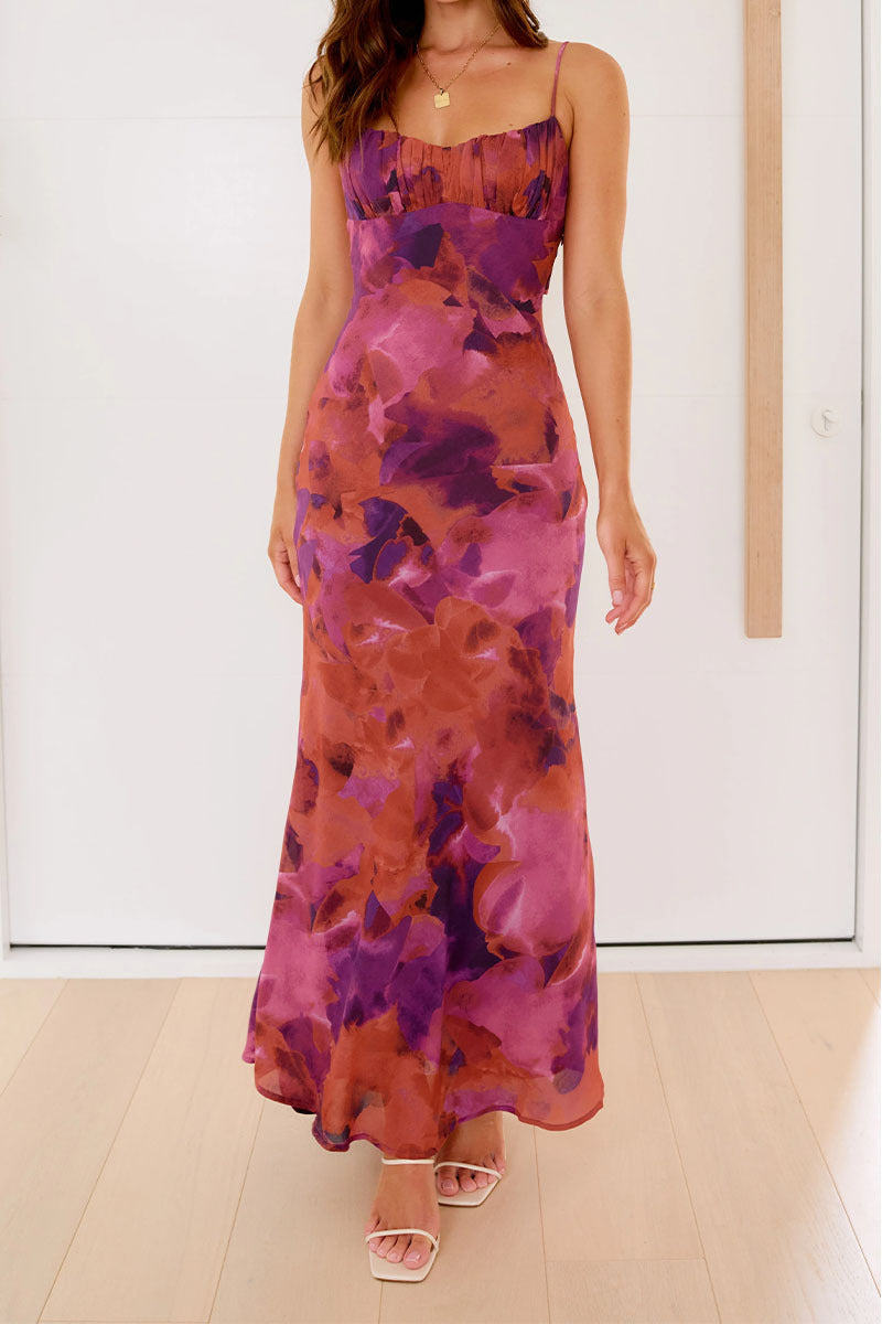 Elegant Dyed Hollow Backless Strap Dress