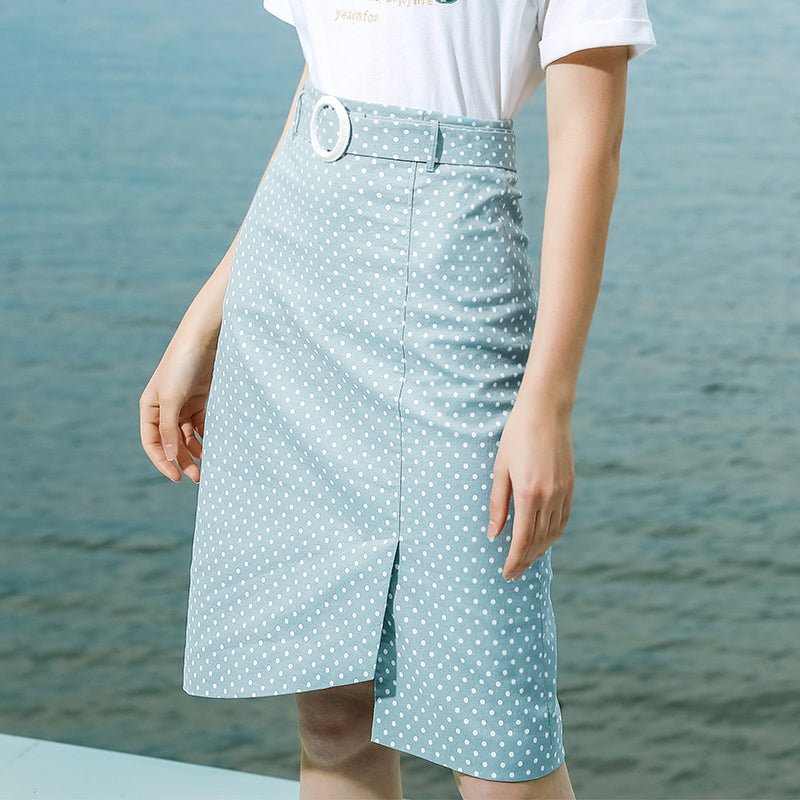 Polka dot irregular print skirt