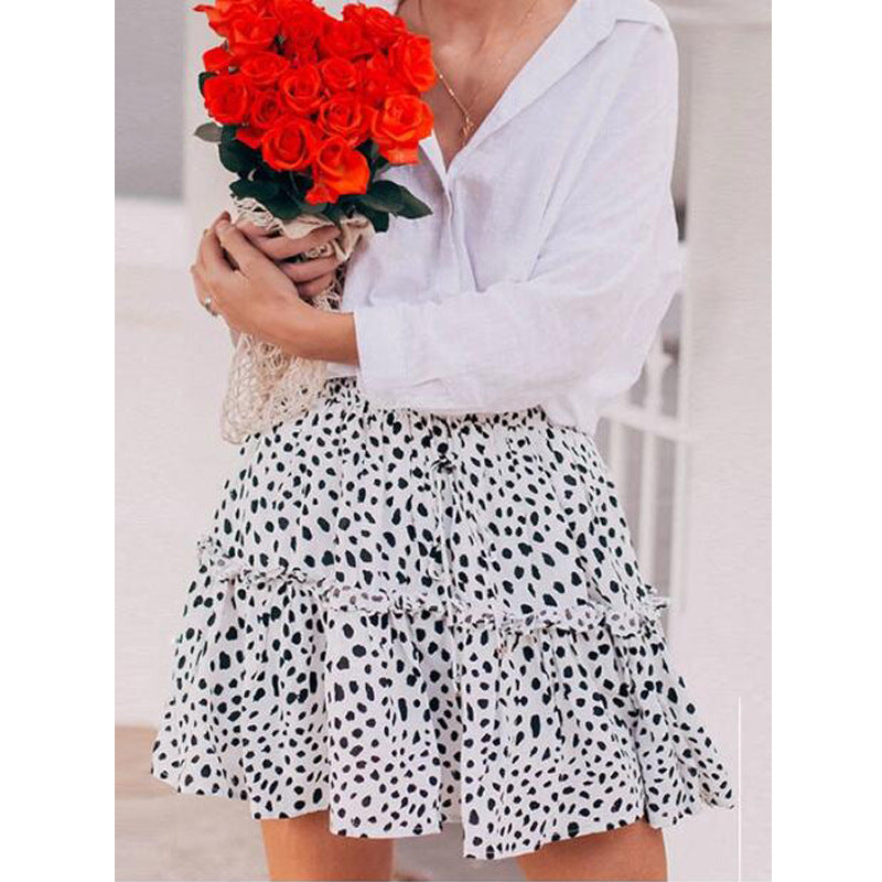 Floral Leopard Print A-Line Mini Skirt