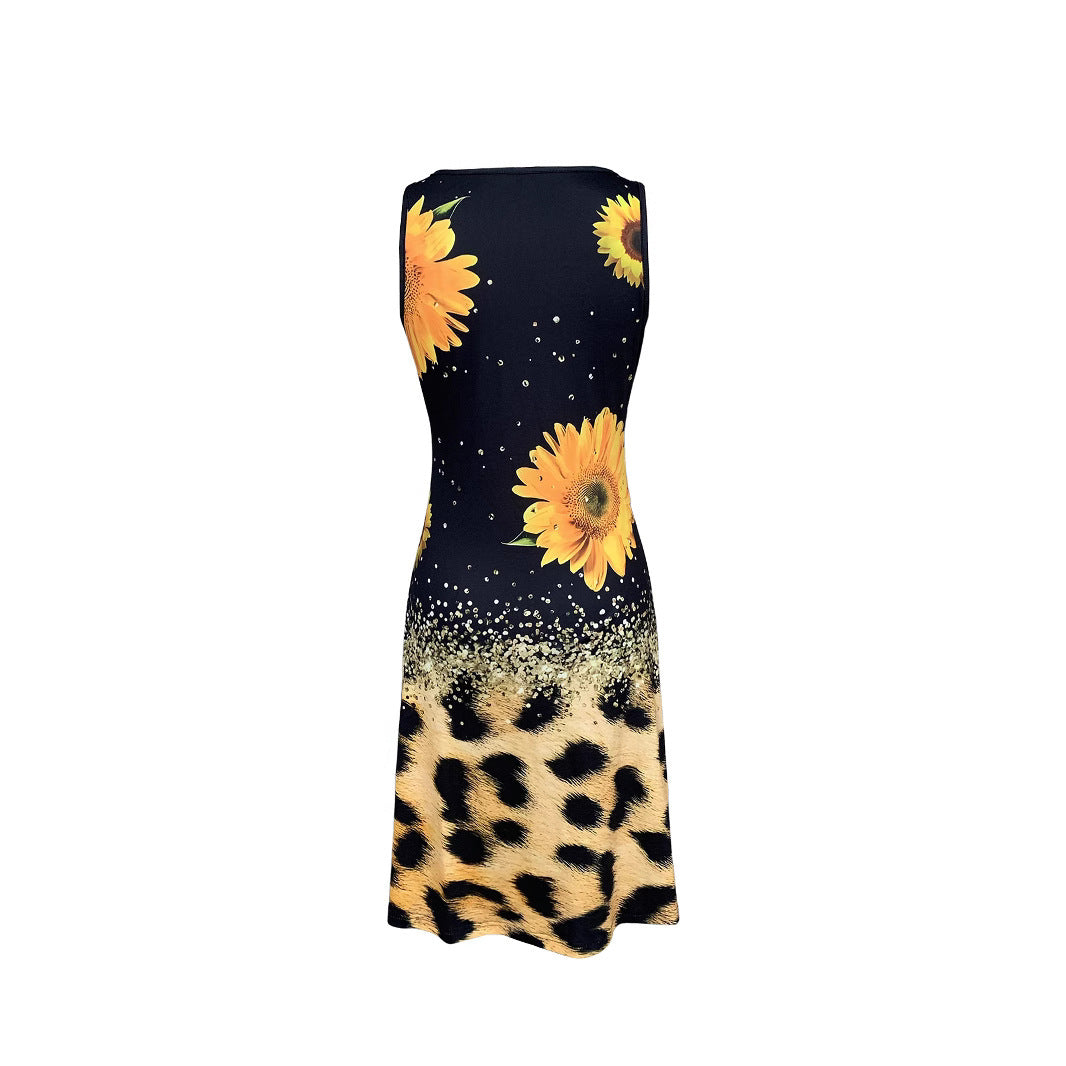 Printed Sleeveless Sling Midi Dress