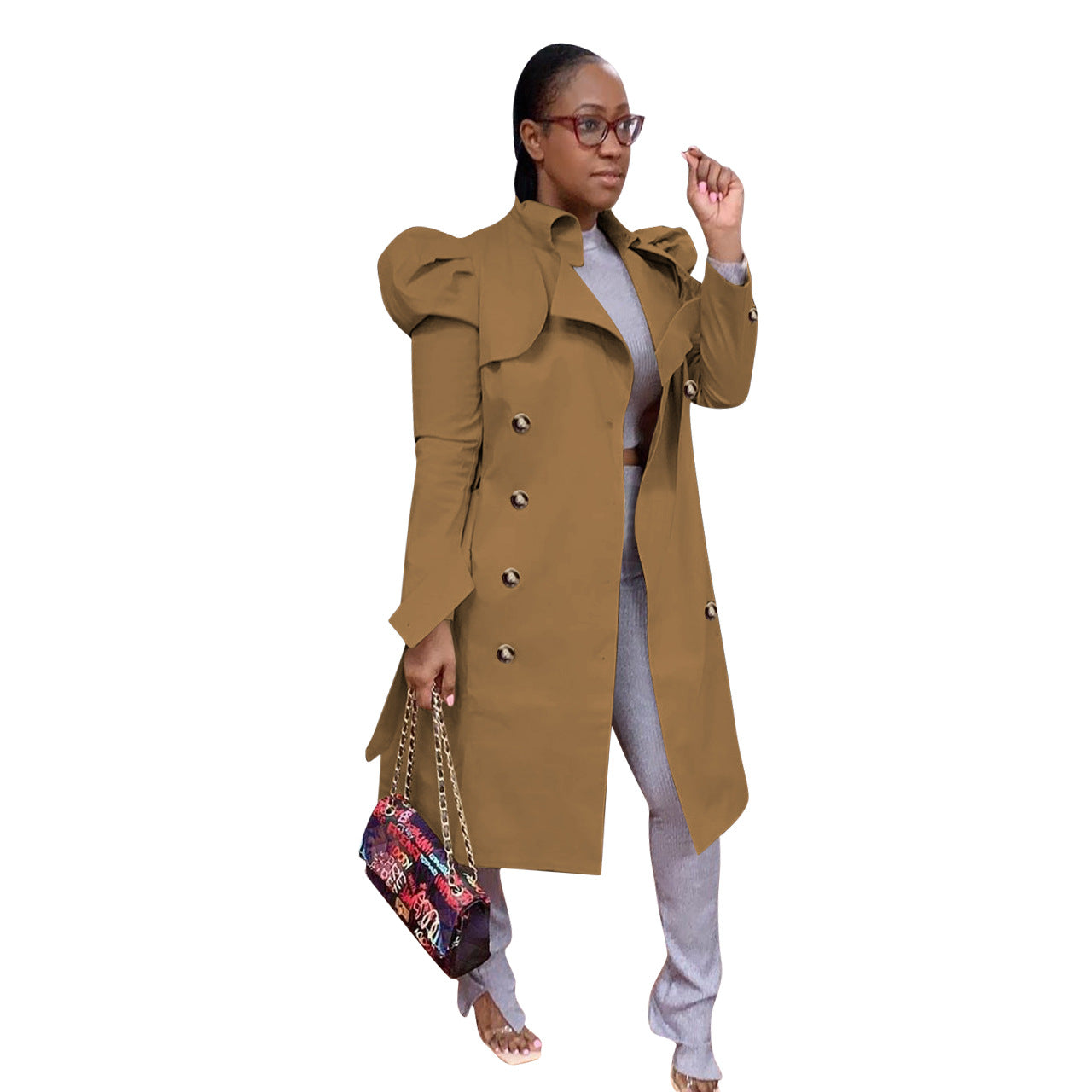 Pure-Colour All-Match Long Trench Coat For Women