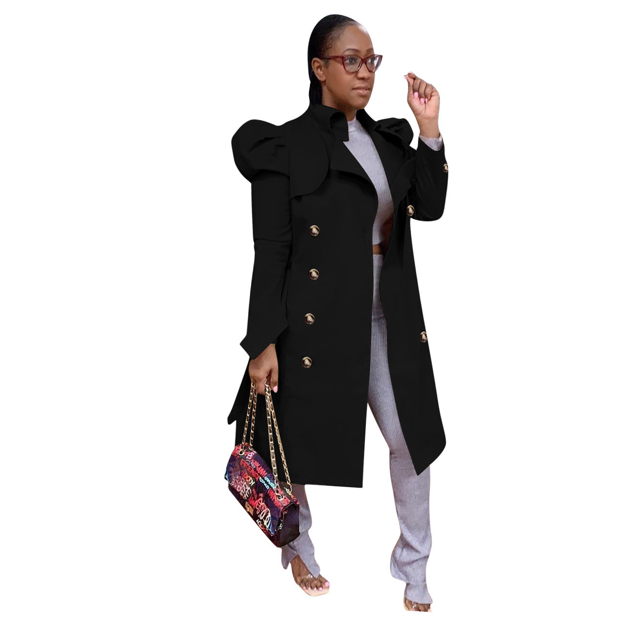 Pure-Colour All-Match Long Trench Coat For Women