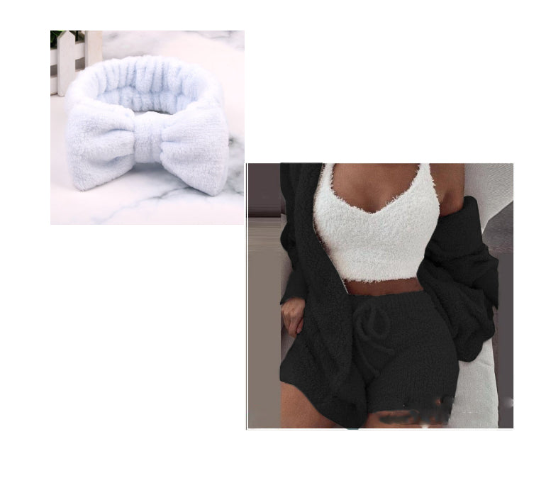 Fashionable Ladies' Plush Home Clothing - 3 Pieces