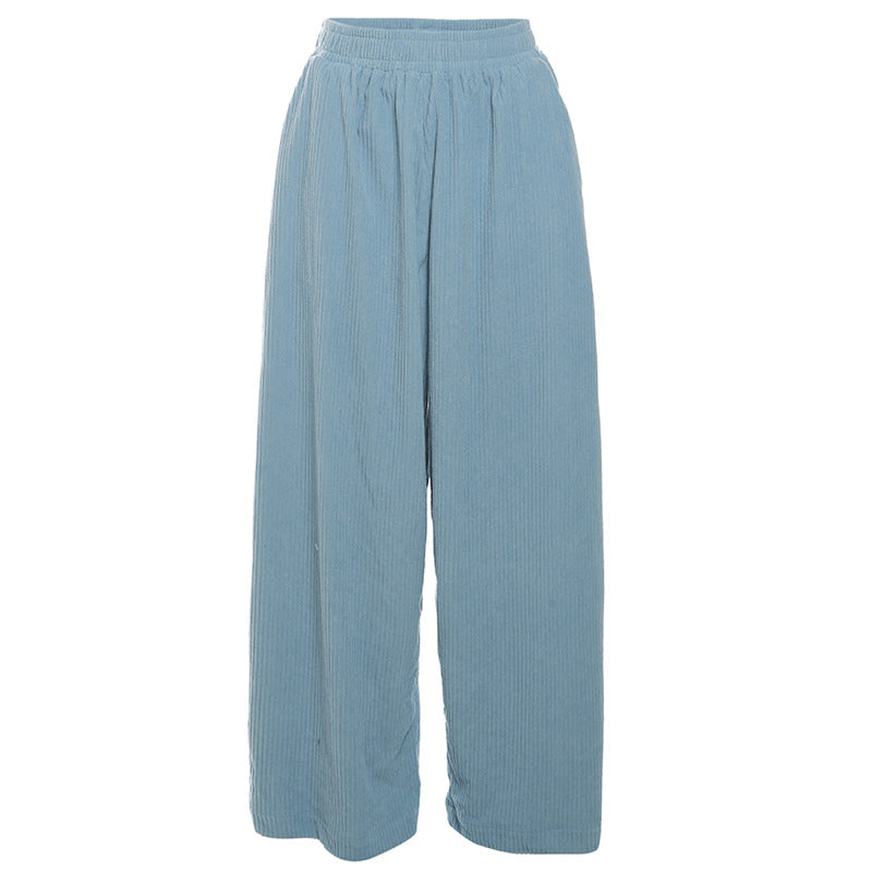 High-Waist Loose Straight Casual Trousers