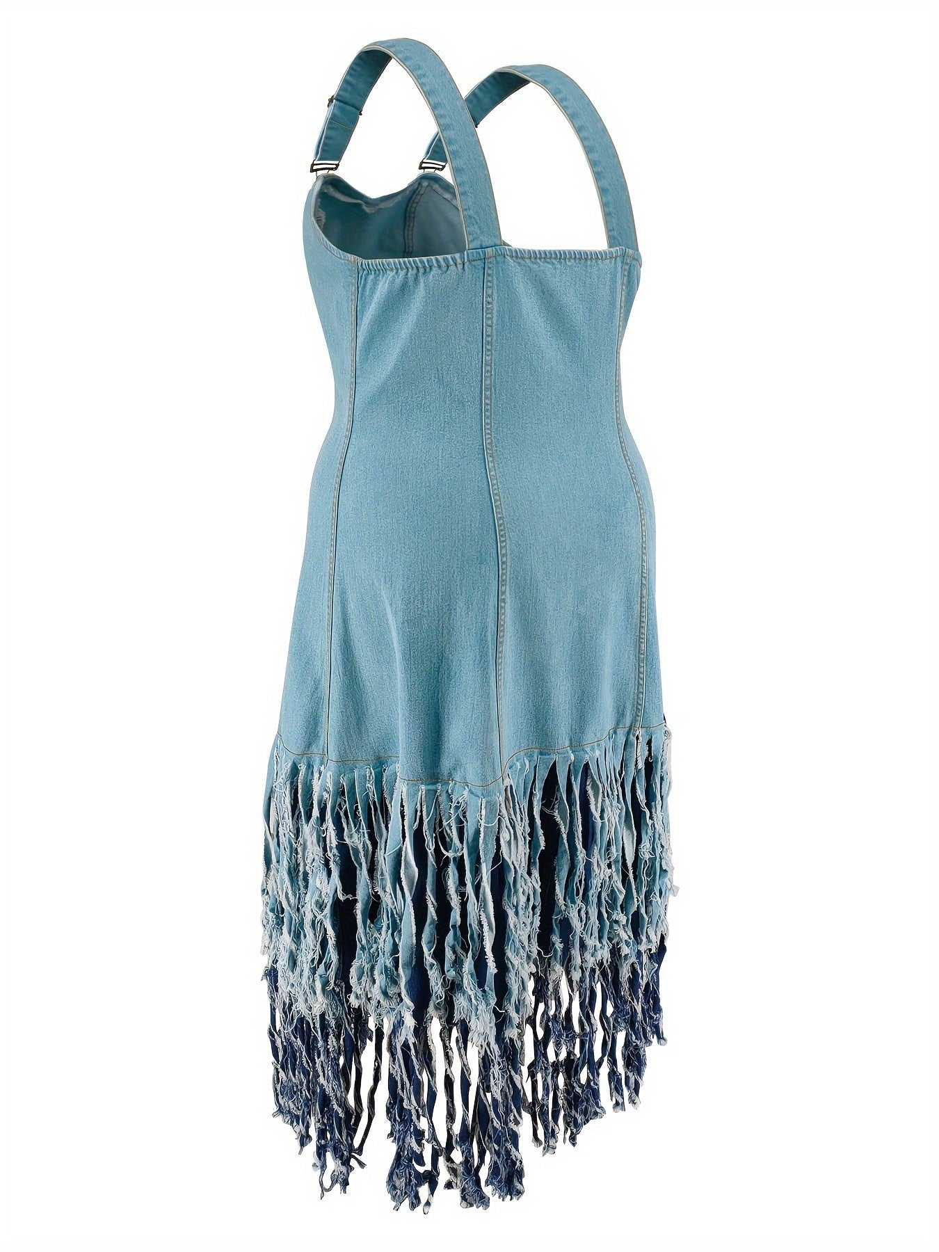 Tassels Plus-Size Fringe Denim Dress