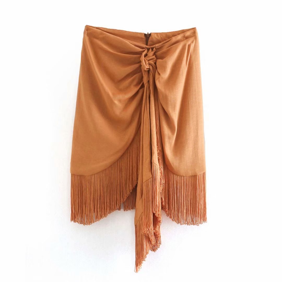 High-Waist Fringed Skirt