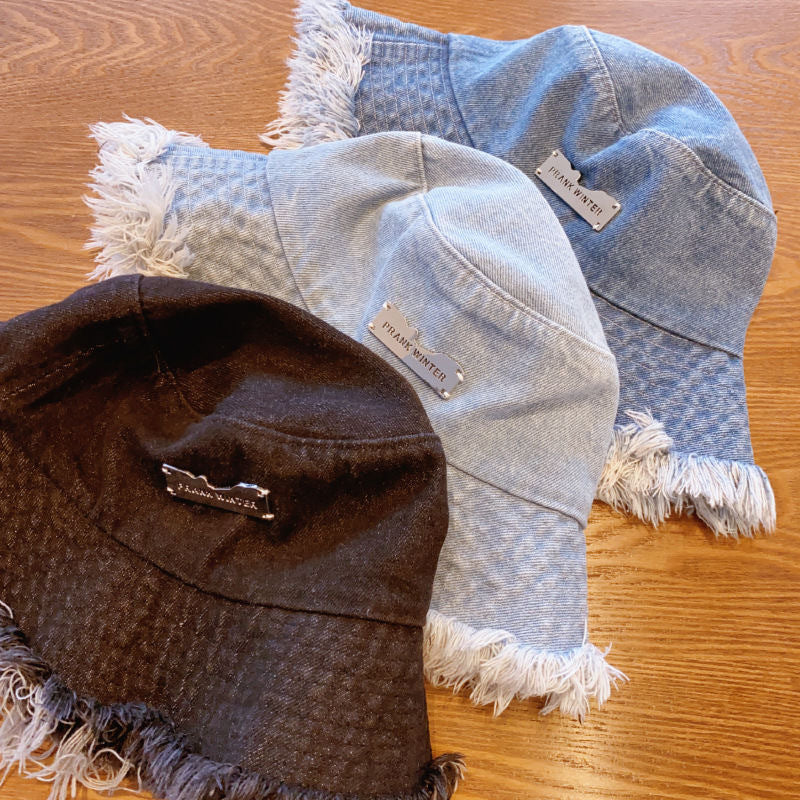 Denim Fisherman Hat for Women - Thin Washed Old Frayed Bucket-Edge Hat For Outdoors