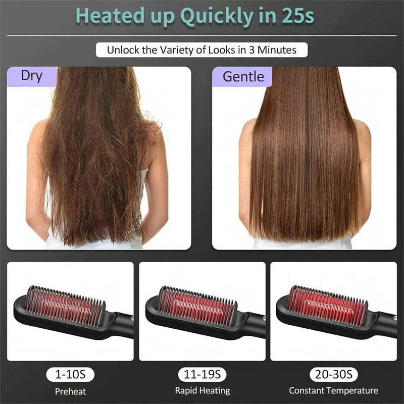 New 2-in-1 Hair Straightener -  Dual-Purpose Electric Hair Brush