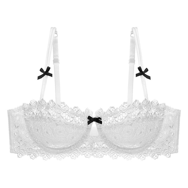 European And American-style Sexy Lingerie Ultra-thin Half-cup, Water-soluble Embroidered Lace Bra