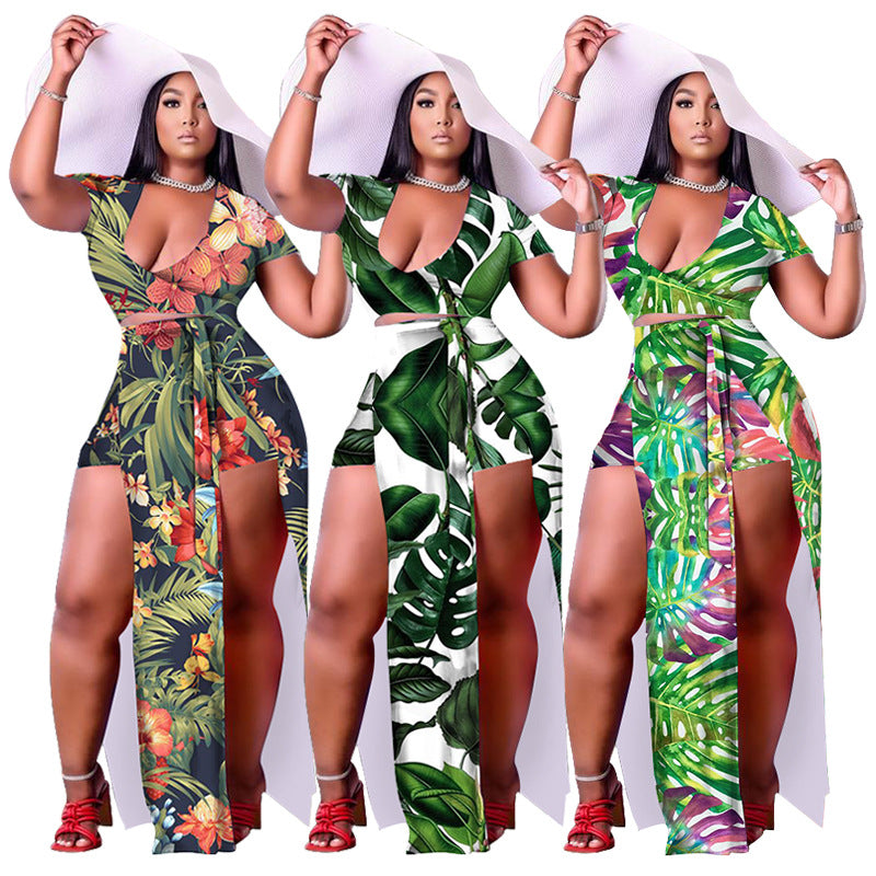 New Digital-Print Short-Sleeve Two-Piece Outfit