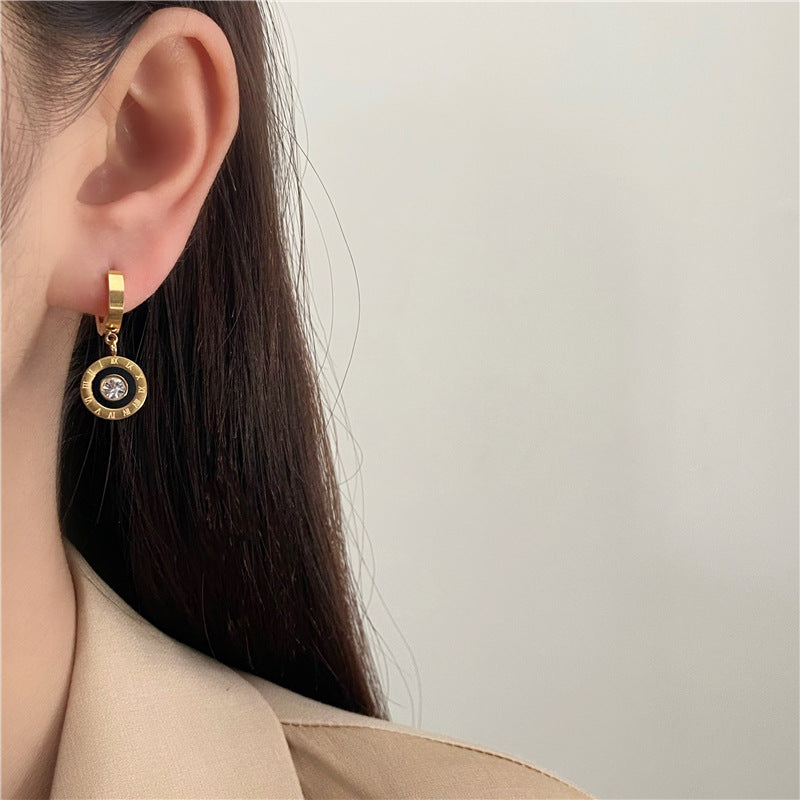 Roman Numeral Buckle Fashion Hoop Earrings