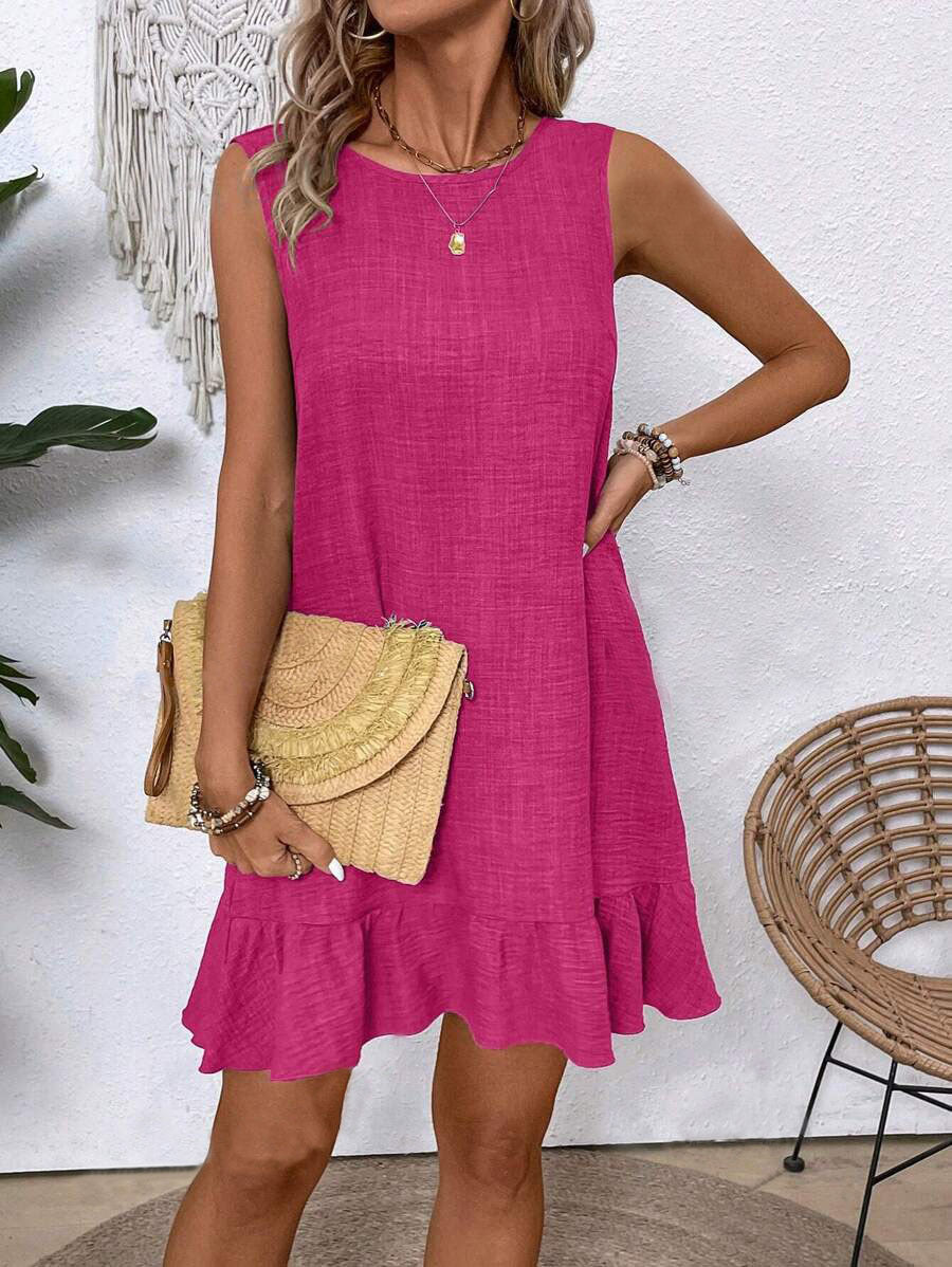 Ruffles Loose Sleeveless Short Dress