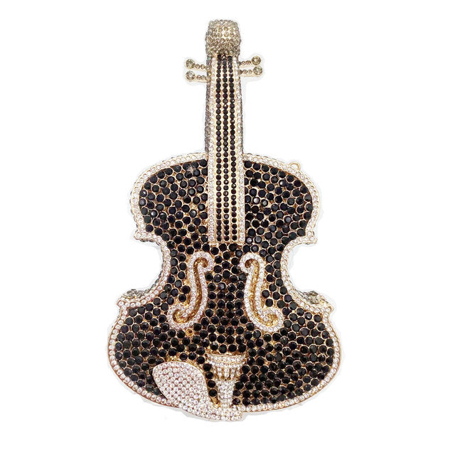 Luxury Violin Crystal Evening Handbag For Women