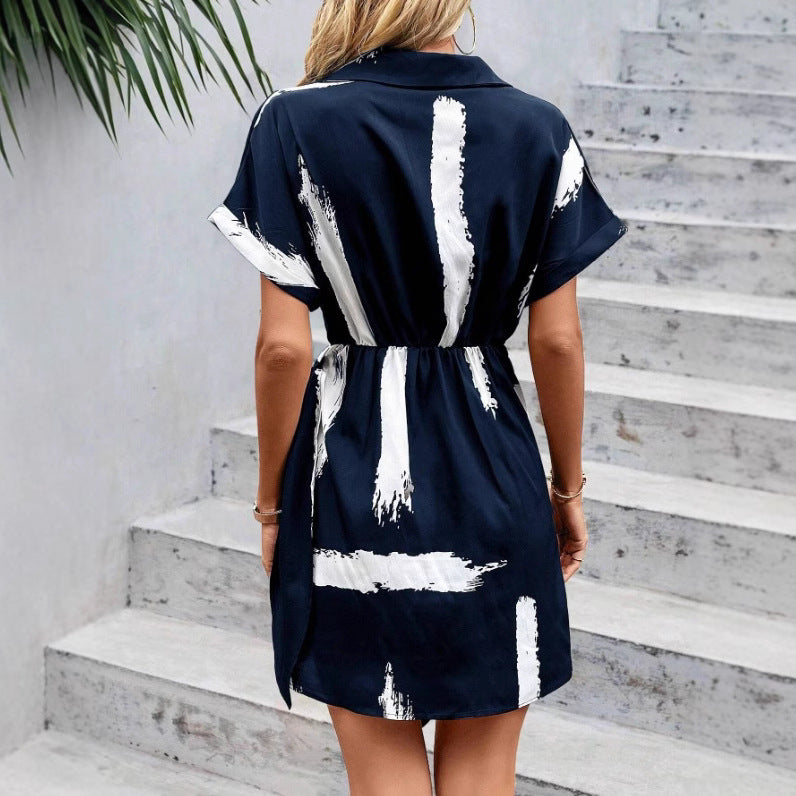 V-Neck Printed Waist-Controlled Dress