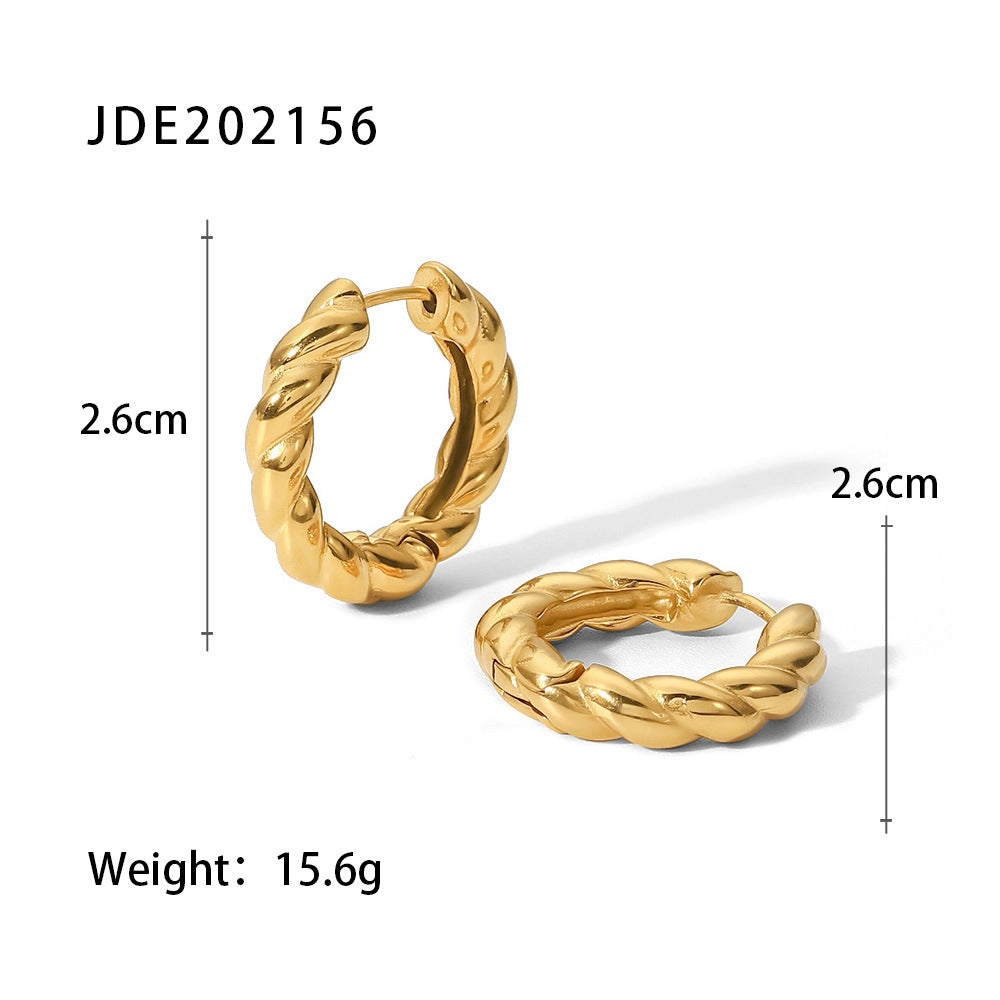 New Fashion Wild 18K Gold Plated White Square Crystal Zircon Hoop Earrings