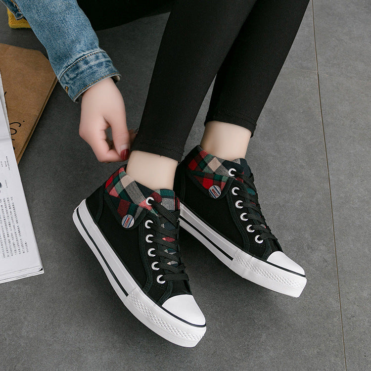 Flat Mid-to-High Canvas Shoes For Women