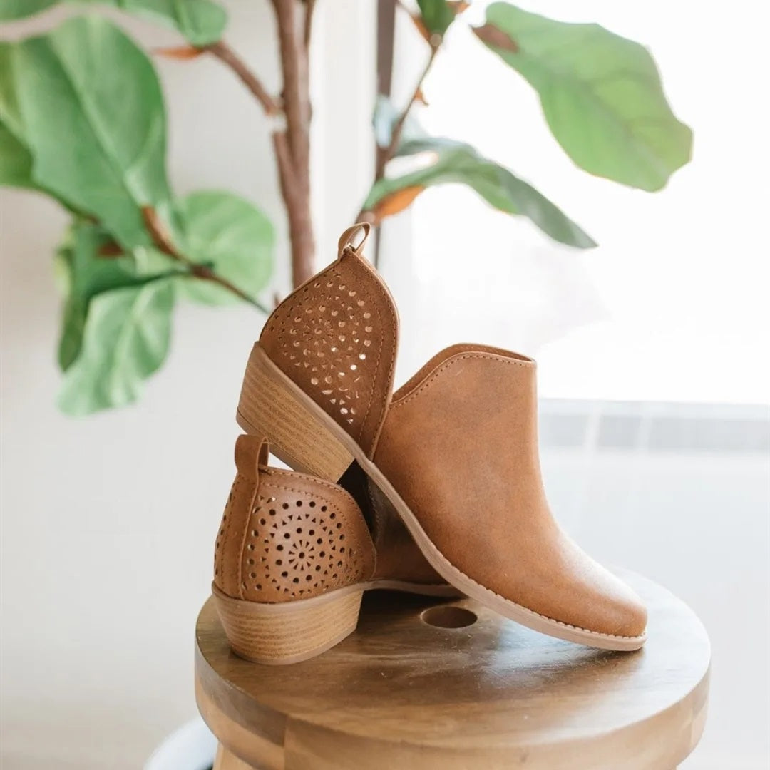 Perforated Slip-On Mid-Heel Shoes