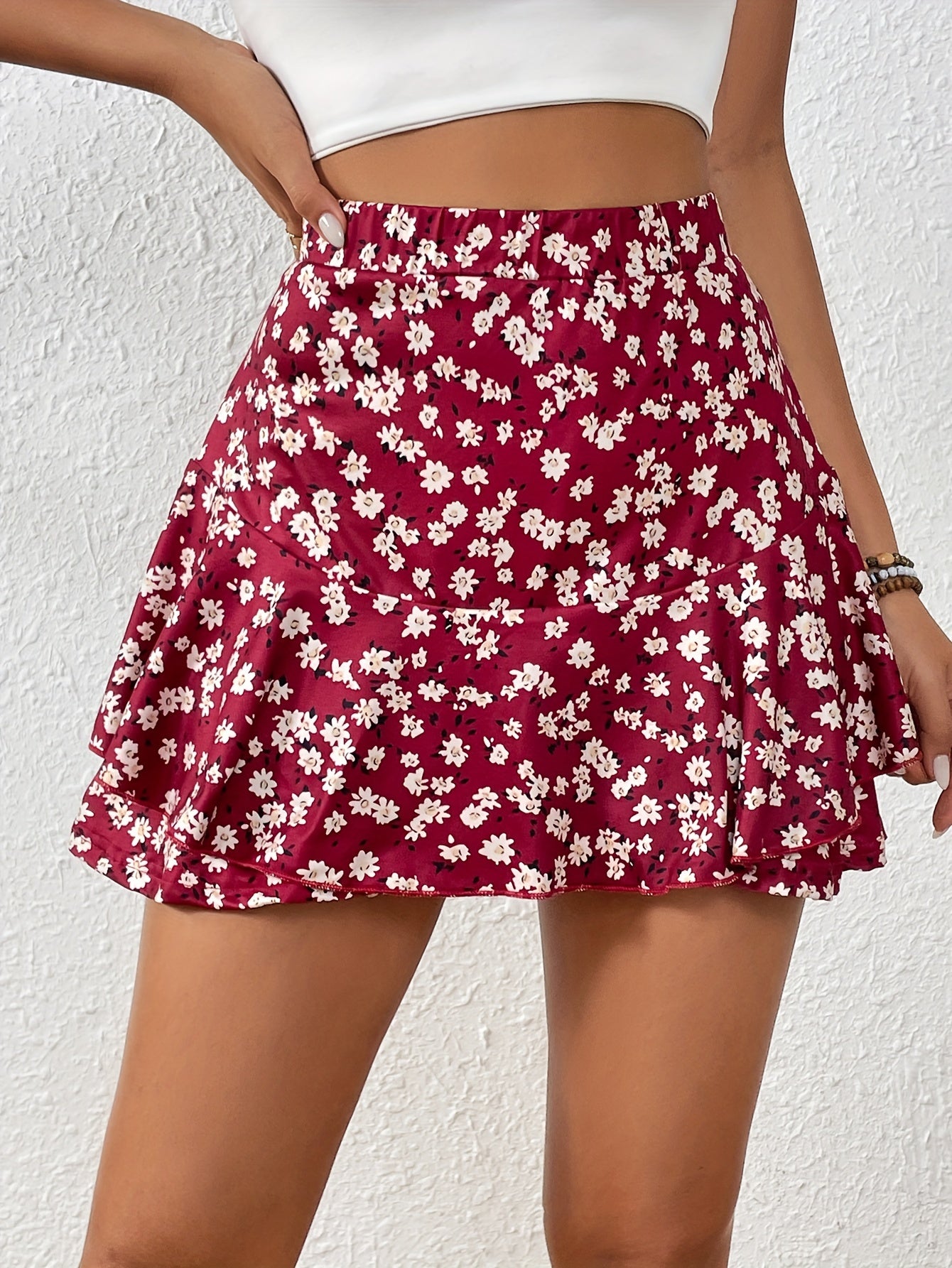 Floral Print Flare Skort