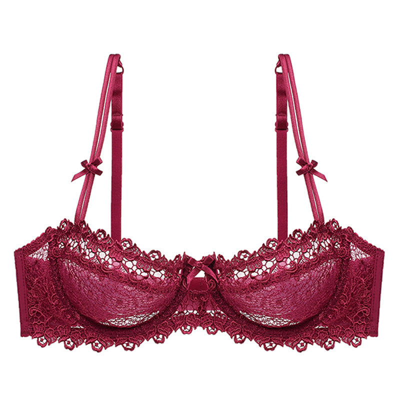 European And American-style Sexy Lingerie Ultra-thin Half-cup, Water-soluble Embroidered Lace Bra
