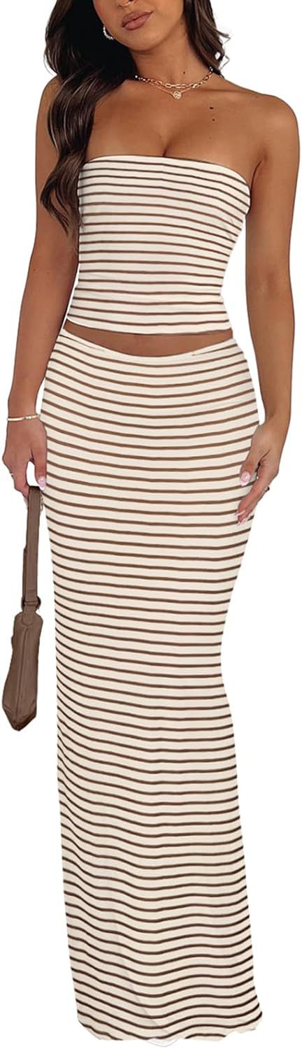 Sexy Form-fitting Two-piece Set Featuring A Floral Bustier Top And A Midriff-baring Bodycon Skirt