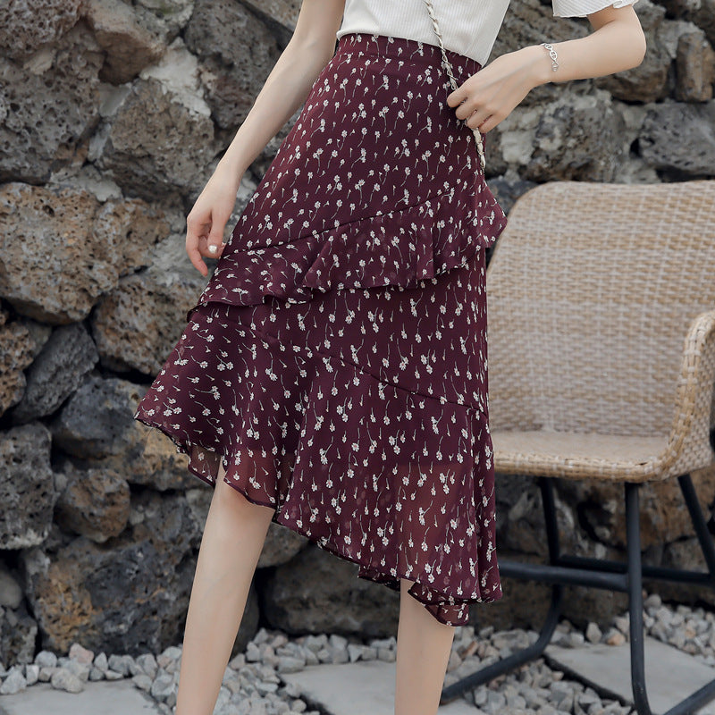 Irregular Chiffon A-Line  Skirt