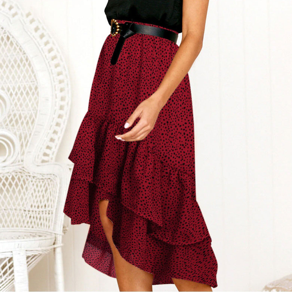 Spotted pleated wavy skirt