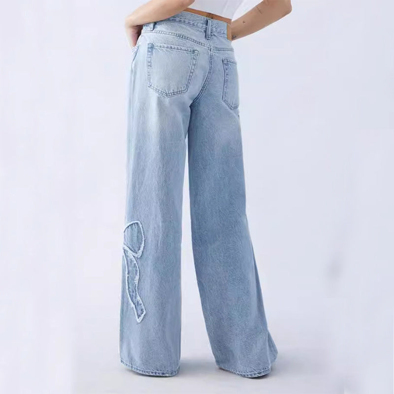 Women's Frayed Butterfly Denim Trousers