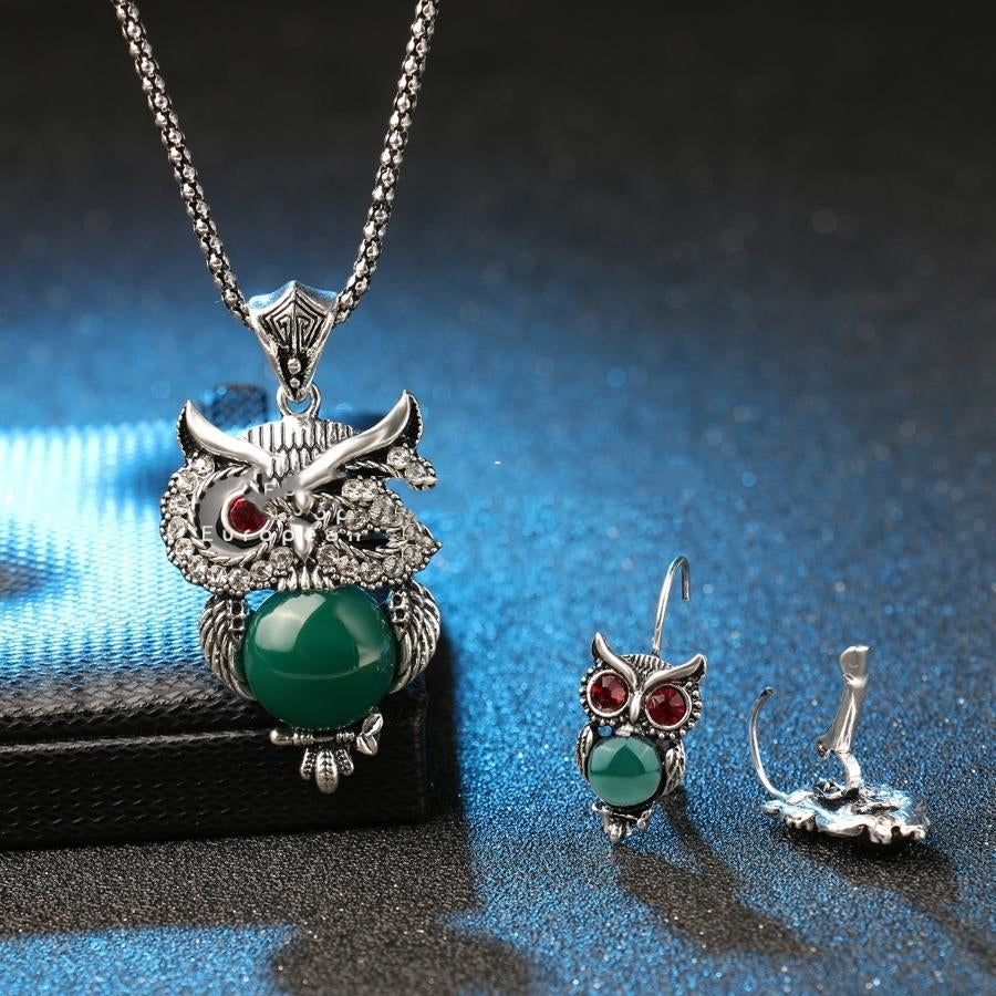 Owl Jewellery Set For Women - Necklace+Earrings