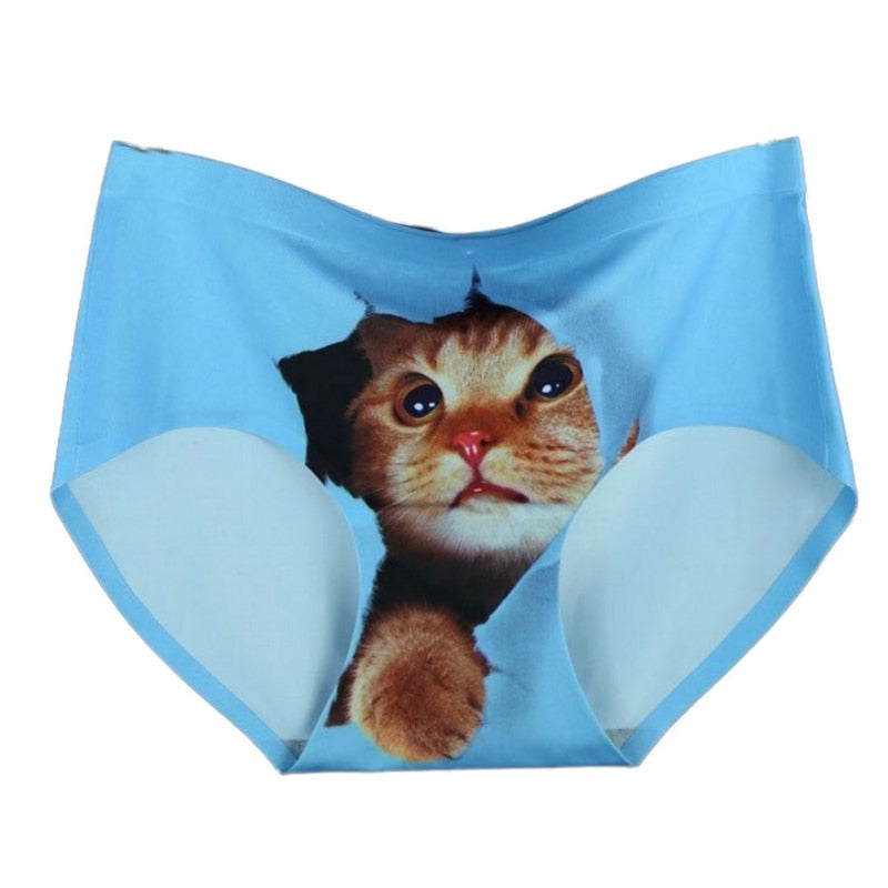 Print Cat Cotton Underwear For Women - 3D