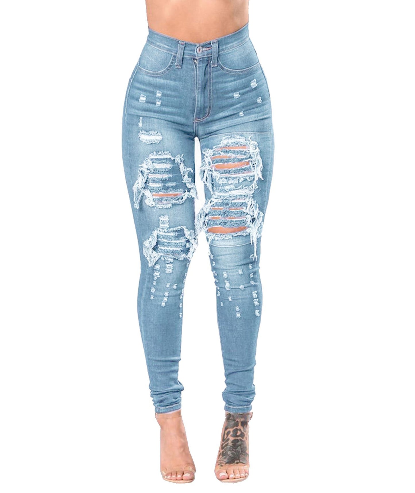 Ripped Denim Washed  Pants