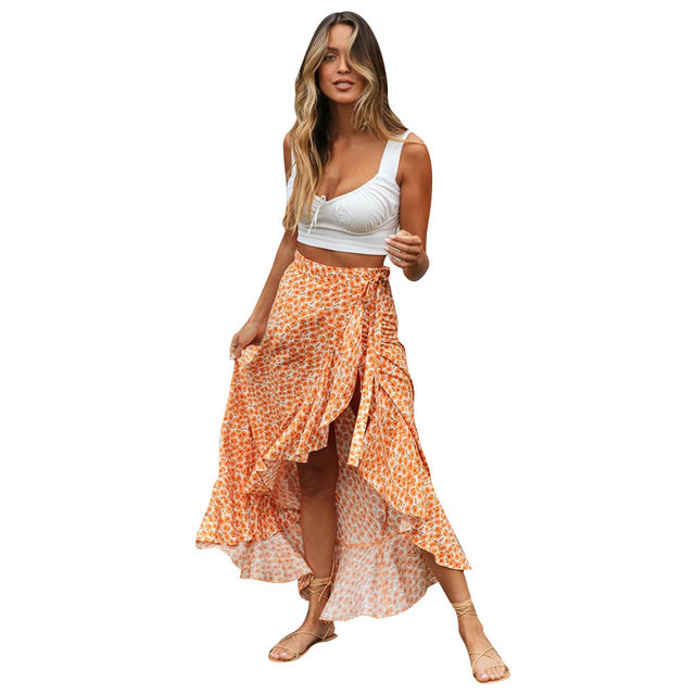 Irregular Ruffle Long Skirt