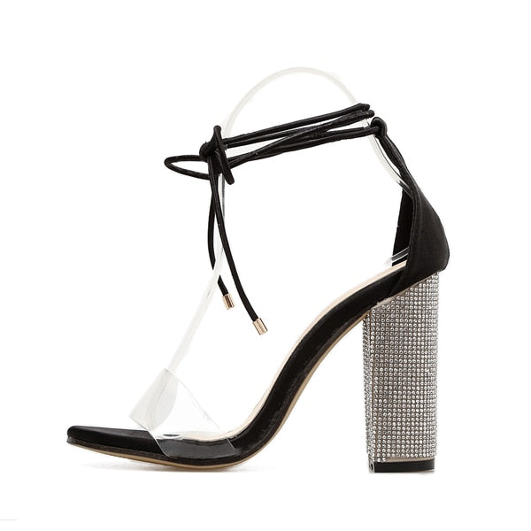 Rhinestone Strap Gladiator High Heels