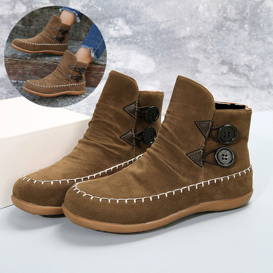 Button-Design Ankle Boots For Women