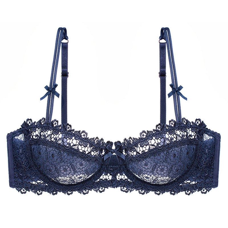 European And American-style Sexy Lingerie Ultra-thin Half-cup, Water-soluble Embroidered Lace Bra