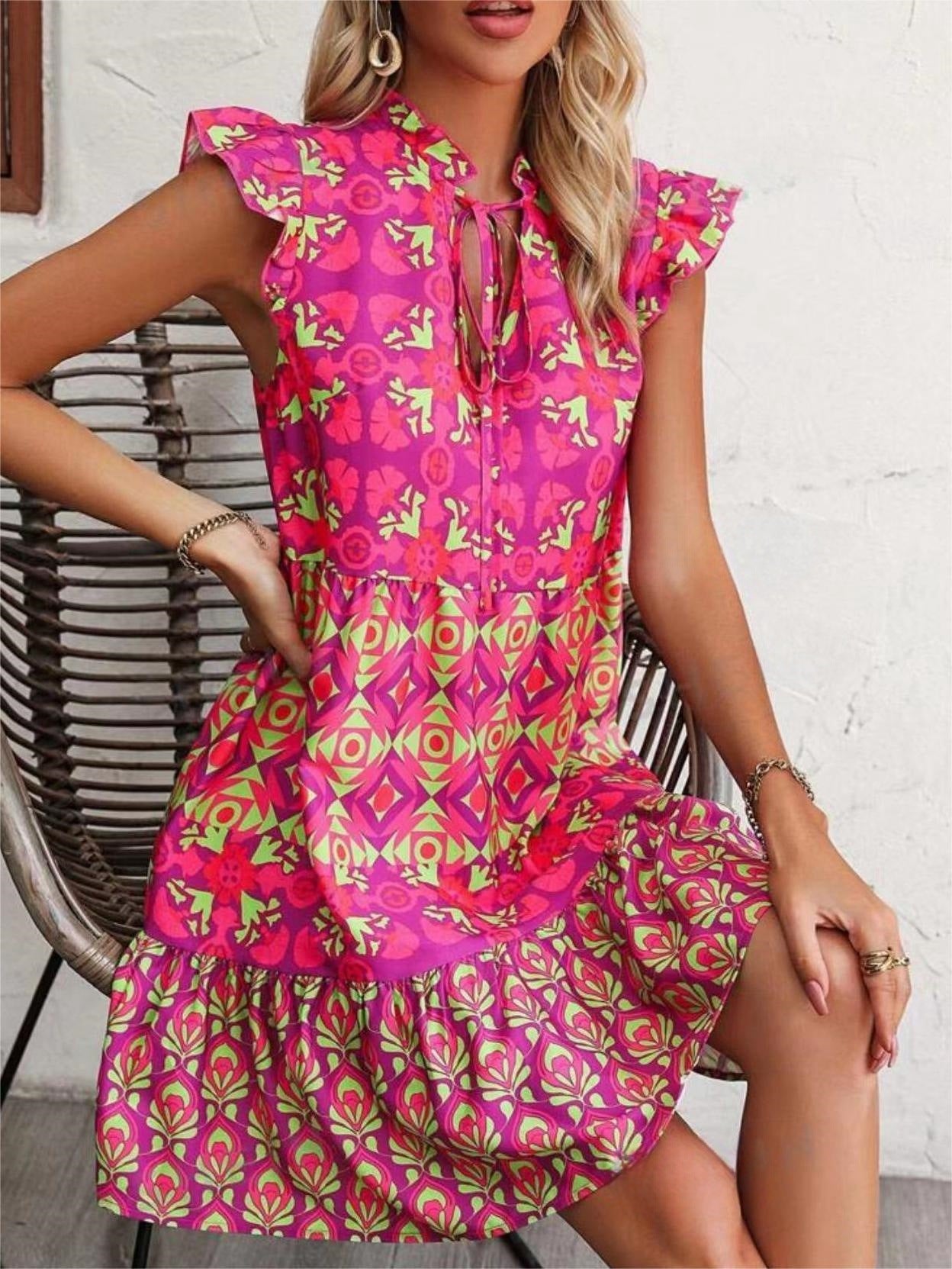 Printed Sleeveless Summer Dress