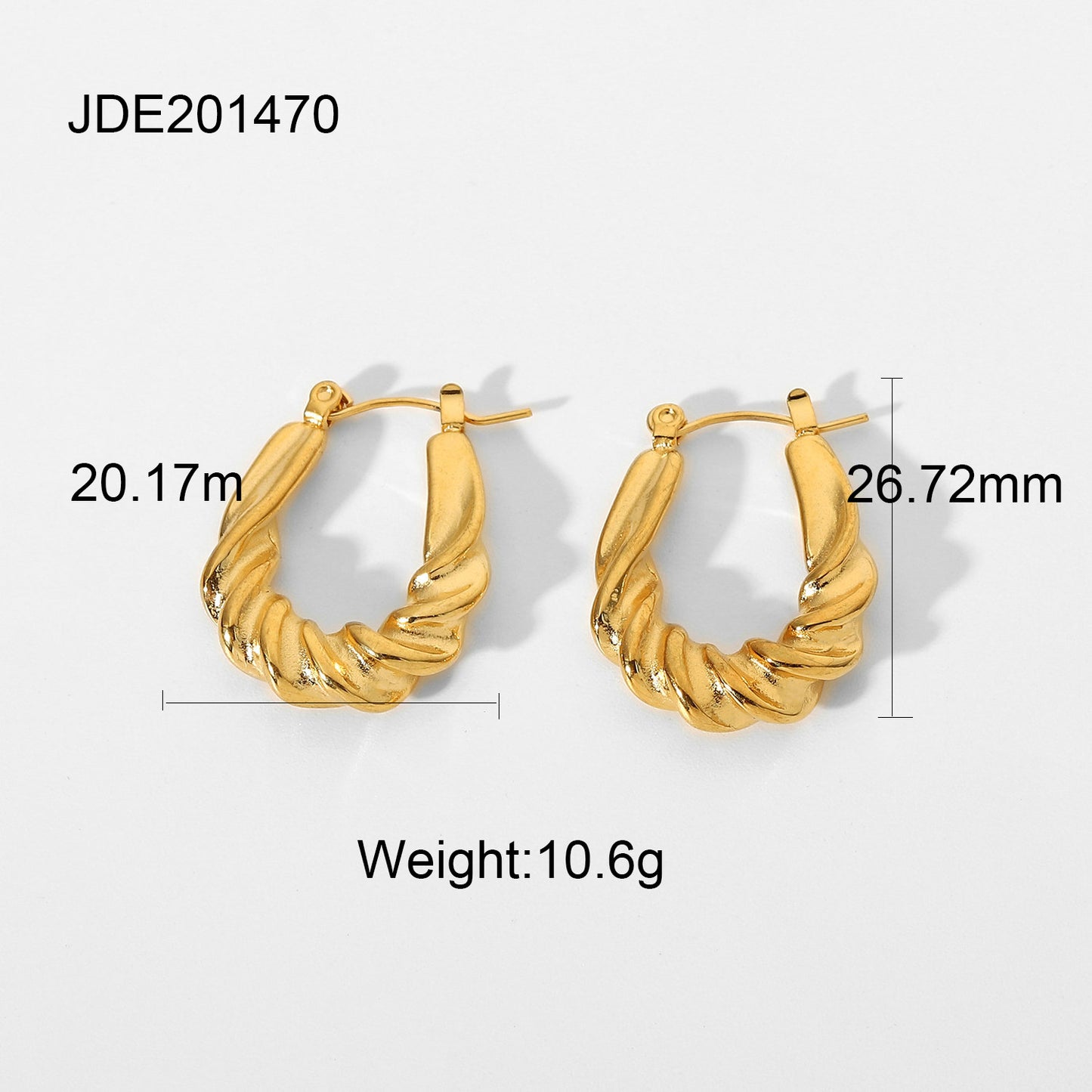 Stainless Steel Twist Hoop Earrings - Titanium Steel - 18K Gold-Plated