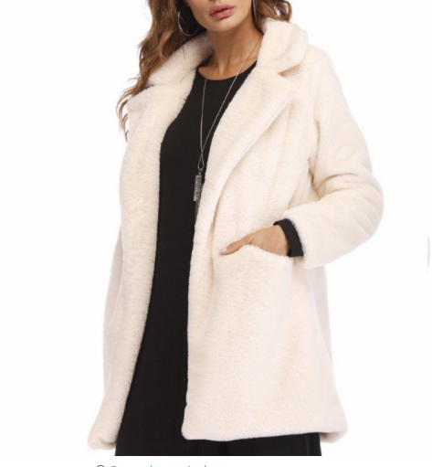 Faux Fur Long-Sleeve Coat For Women