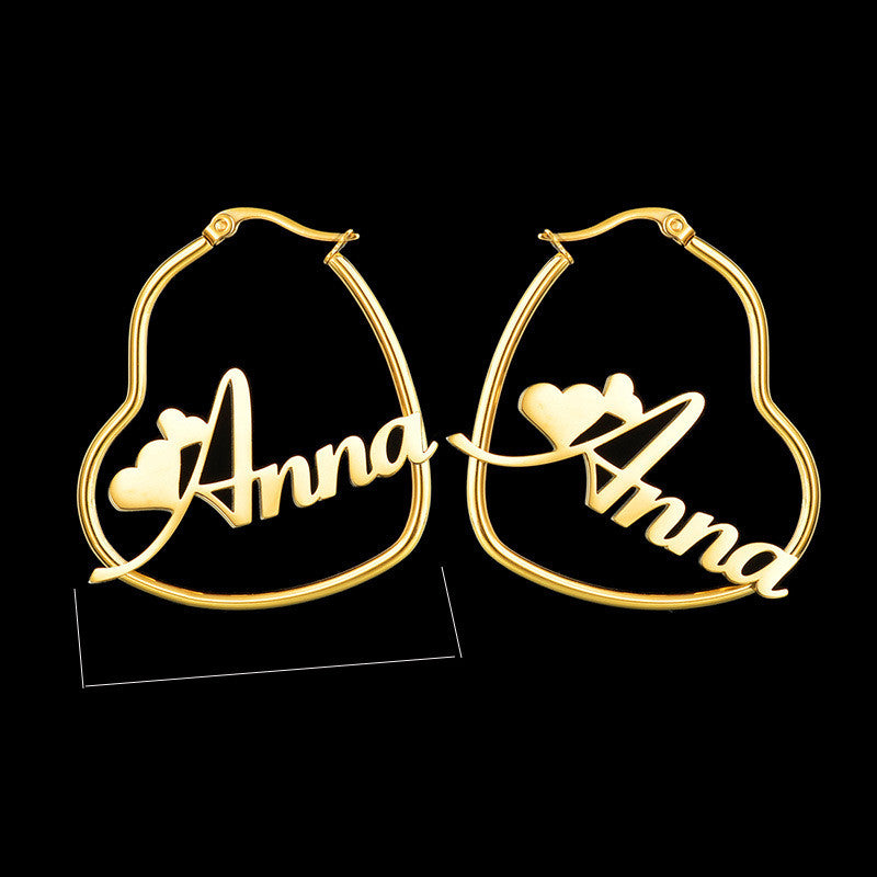 Custom Hoop Earrings For Women - Name Letter Stainless Steel Gold Colour - Personalised Jewellery