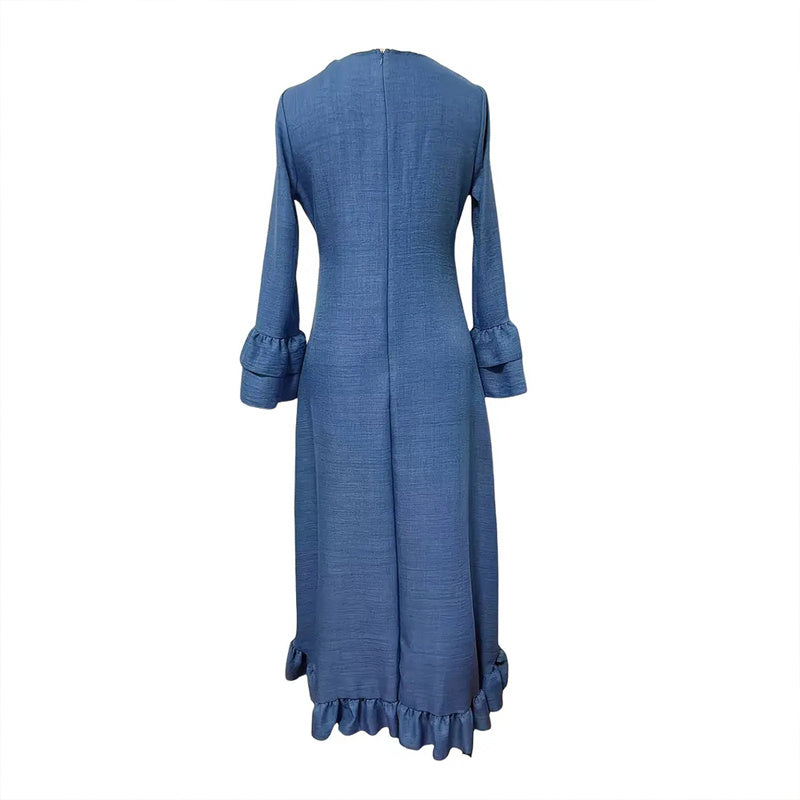 Ruffled-Hem Asymmetrical Maxi Dress - US Only