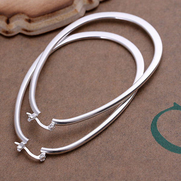 Silver-Plated Hoop Earrings - Female Big Ear Hoop - 925