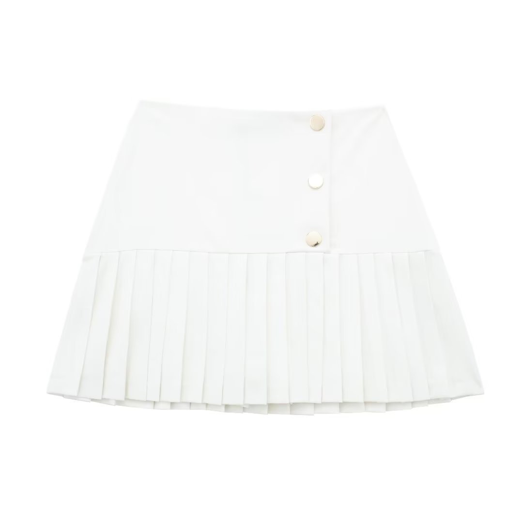 Thin Wide Pleated Mini Skirt