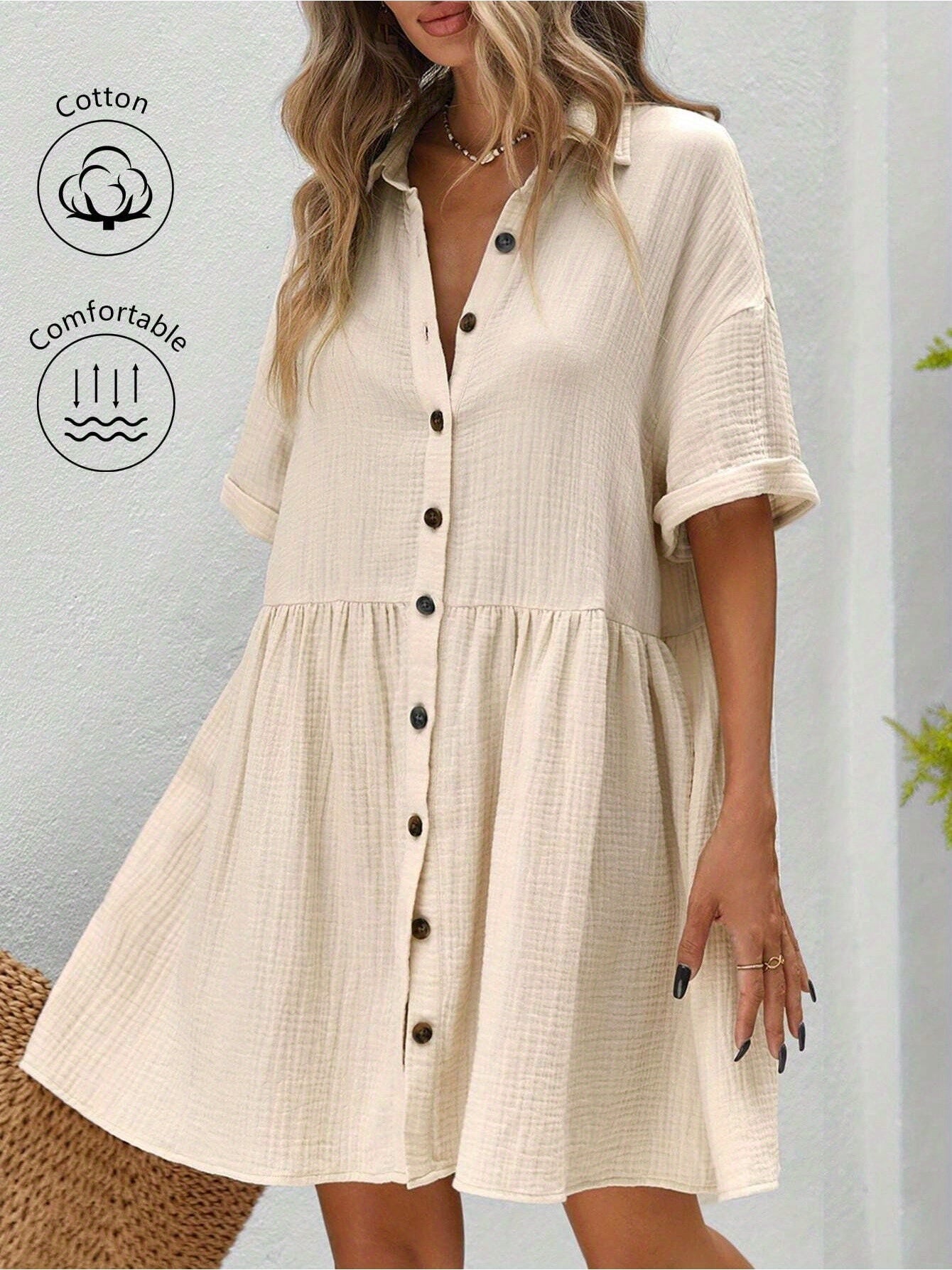 Casual Holiday Shirt Dress With Ruffles - US Only