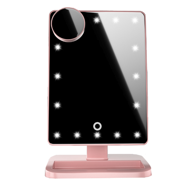 Touch-Screen Makeup Mirror With 20 LED Light Bluetooth Music Speaker - 10x Magnifying Mirrors Lights