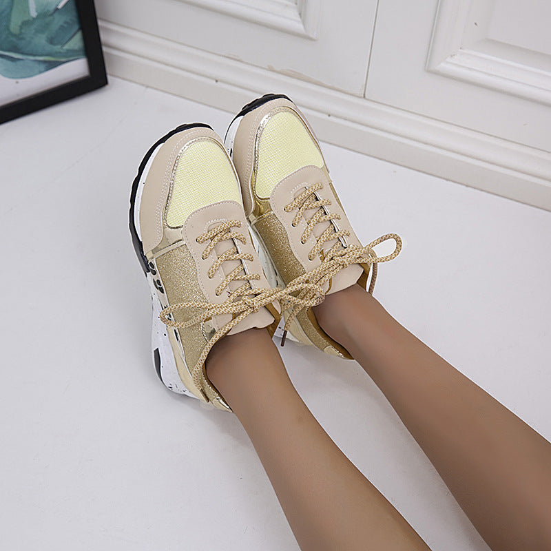 Wedge Flat Lace-Up Sneakers